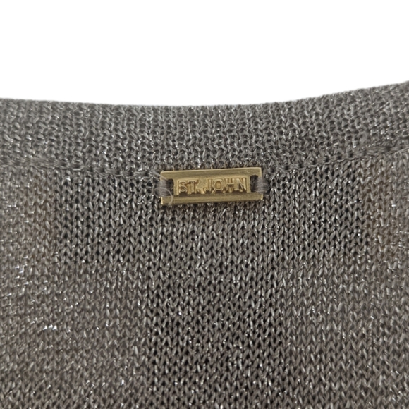 St. John Metallic Evening Blouse Top Womens Small Gold Studded Cocktail Party - Picture 7 of 12